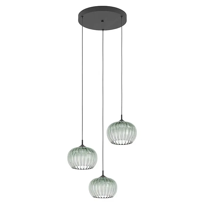 Eglo LED-Pendelleuchte rund (Ø x H: 42,5 x 110 cm, Grün, Schwarz, Warmweiß)