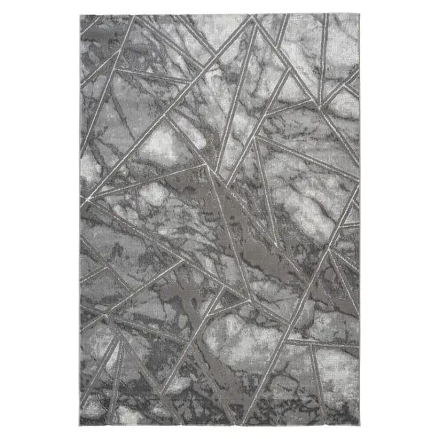 Kayoom Kurzflorteppich Mineral 225 (Silber, 300 x 80 cm, 70 % Polypropylen, 30 % Polyester)