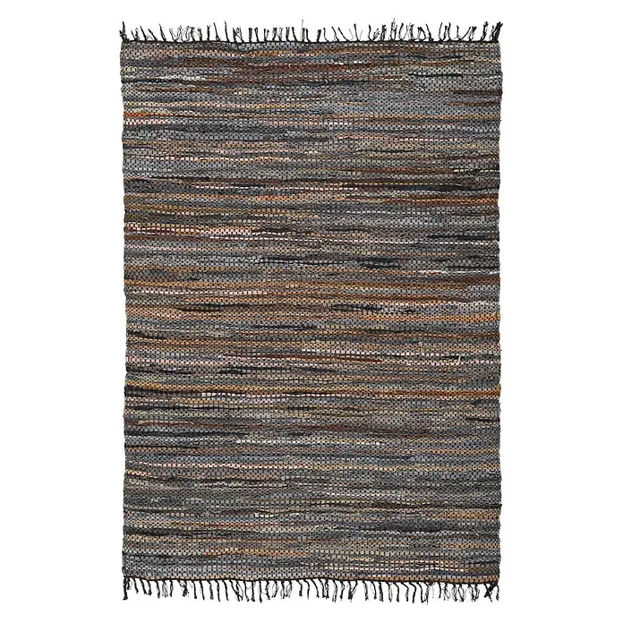 Kayoom Lederteppich Sonipat 110 (Braun/Multi, 90 x 60 cm, 90 % Leder, 10 % Baumwolle)