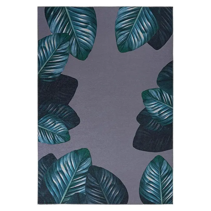 Kayoom Flachgewebeteppich Tropical 125 (Schwarz/Grün, 150 x 80 cm, 100 % Polyester)