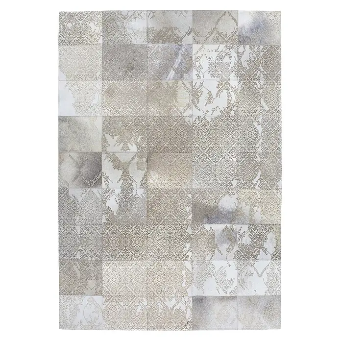 Kayoom Kurzflorteppich Cobra 343 (Silber, 140 x 75 cm, 50 % Leder, 50 % Polyester)