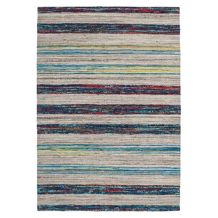 Kayoom Flachgewebeteppich Duarte 210 (Natur/Blau, 170 x 120 cm, 60 % Wolle, 20 % Baumwolle, 20 % Seide)