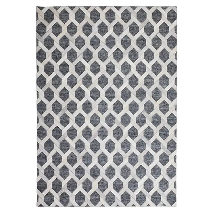 Kayoom Kurzflorteppich Chimera 125 (Grau, 170 x 120 cm, 60 % Viskose, 40 % Leder)