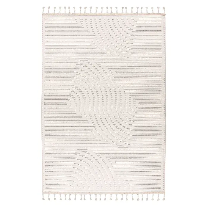 Kayoom Fransenteppich Reef 225 (Elfenbein, 150 x 80 cm, 100 % Polypropylen)