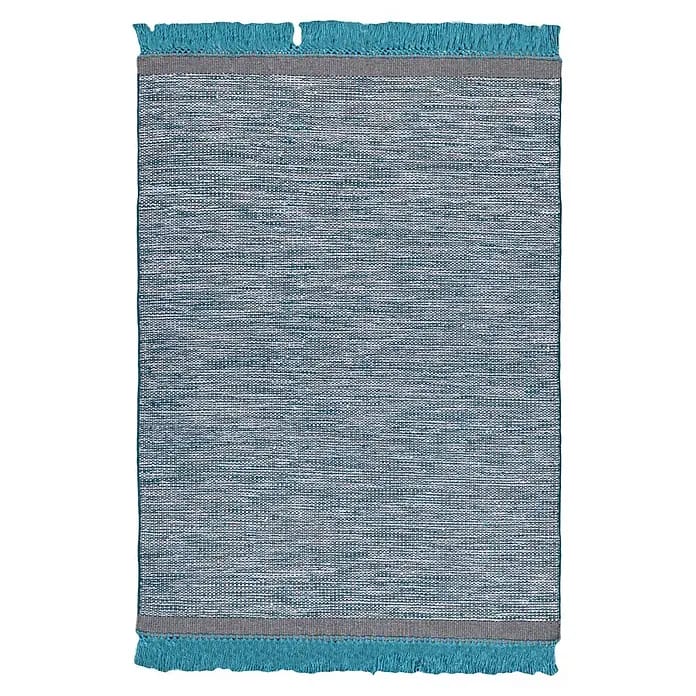 Kayoom Fransenteppich Nomad 8064 (Grau/Blau, 240 x 170 cm, 70 % Wolle, 25 % Baumwolle, 5 % Viskose)