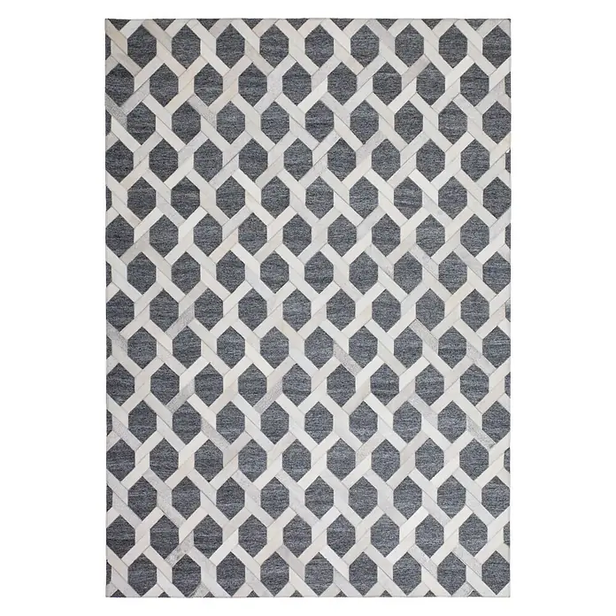 Kayoom Kurzflorteppich Chimera 125 (Grau, 150 x 80 cm, 60 % Viskose, 40 % Leder)