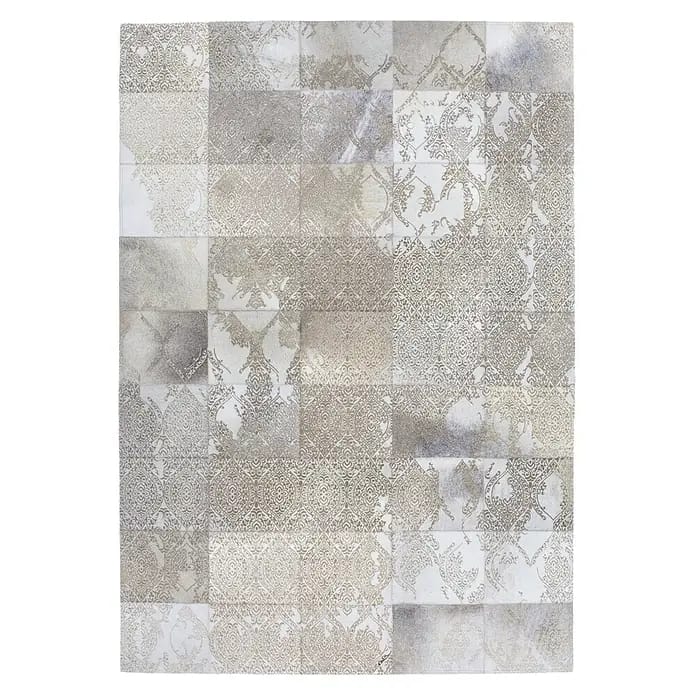 Kayoom Kurzflorteppich Cobra 343 (Silber, 180 x 125 cm, 50 % Leder, 50 % Polyester)