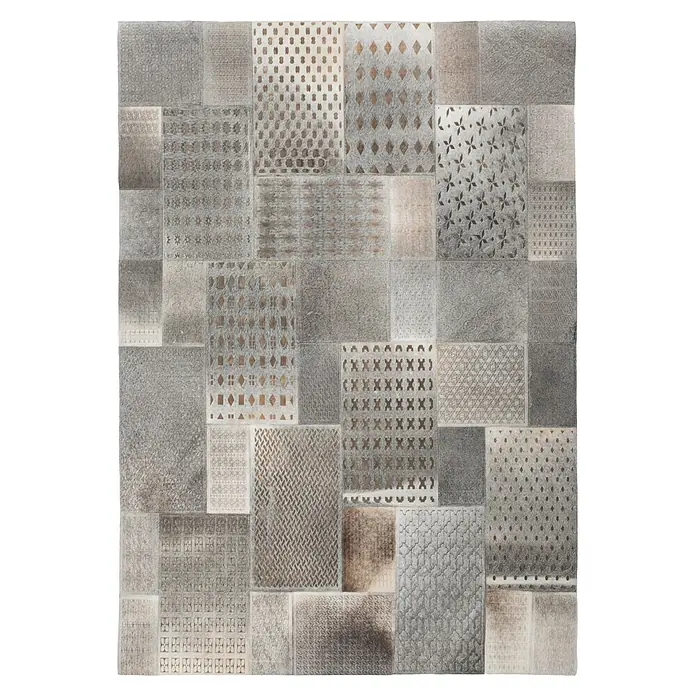Kayoom Lederteppich Gleam 560 (Grau/Silber, 170 x 120 cm, 100 % Leder)