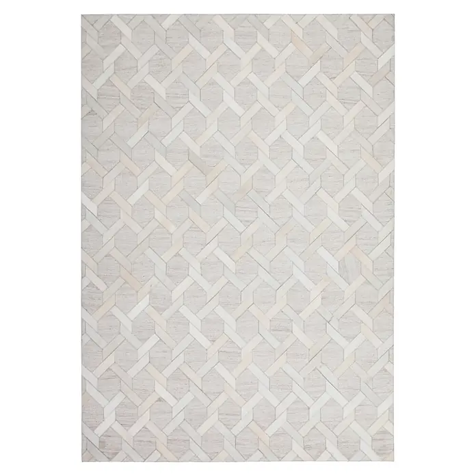 Kayoom Kurzflorteppich Chimera 125 (Elfenbein, 150 x 80 cm, 60 % Viskose, 40 % Leder)