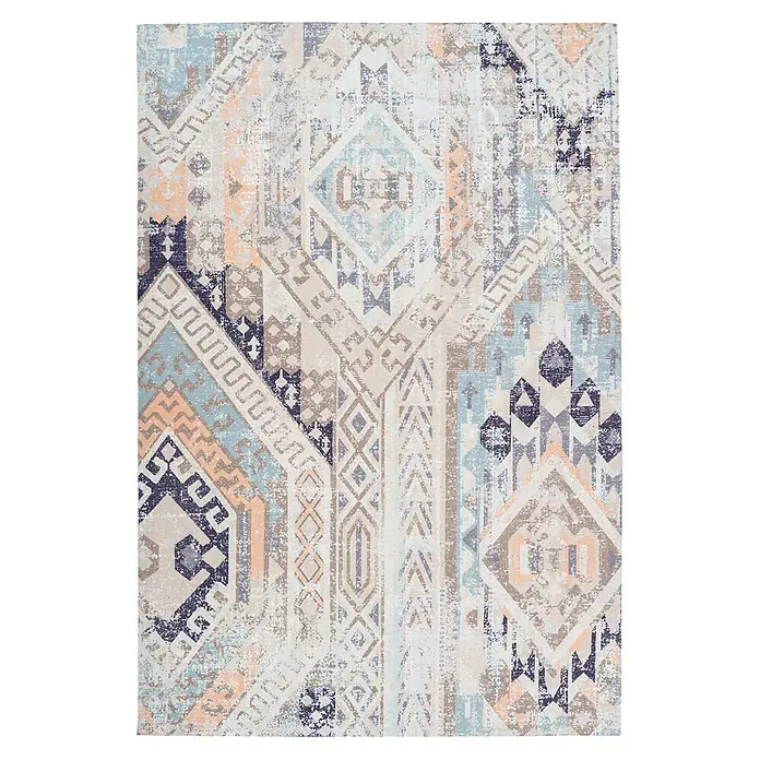 Kayoom Flachgewebeteppich Indiana 225 (Multi/Blau, 330 x 240 cm, 75 % Baumwolle, 25 % Polyester)