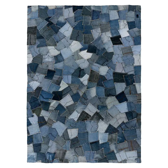 Kayoom Flachgewebeteppich Urban Denim 490 (Blau, 150 x 80 cm, 100 % Baumwolle)