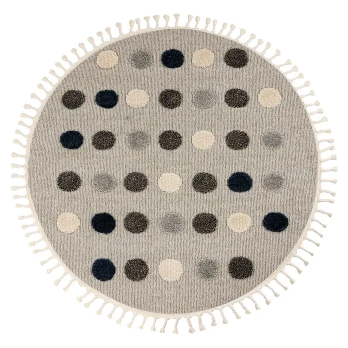 Kayoom Kinderteppich Modena 419 (Grau, Durchmesser: 133 cm, 100 % Polypropylen)