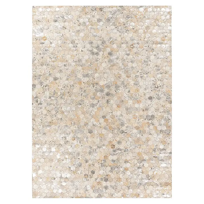 Kayoom Lederteppich Lavin 1025 (Silber, 230 x 160 cm, 100 % Leder)