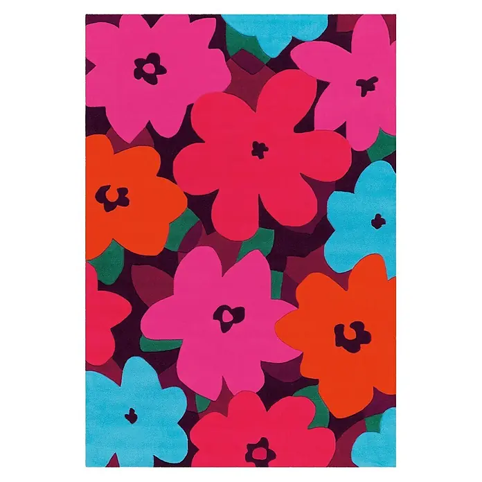 Kayoom Kurzflorteppich Sam 4135 (Multi/Pink, 200 x 140 cm, 100 % Modacryl)