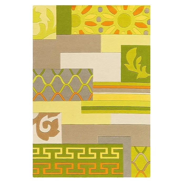 Kayoom Kurzflorteppich Sam 4165 (Natural/Grün/Gelb, 240 x 170 cm, 100 % Modacryl)