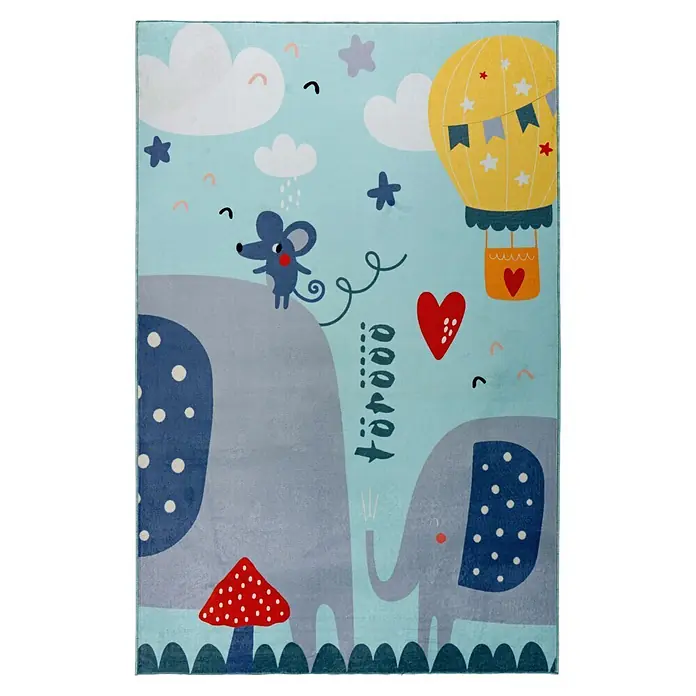 Kayoom Kinderteppich Wonder 130 (Blau, 160 x 115 cm, 100 % Polyester)