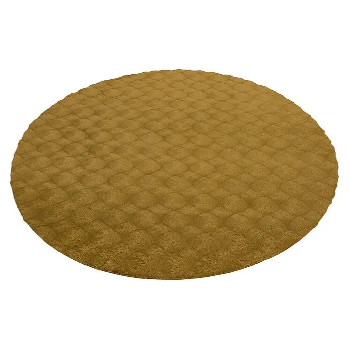 Kayoom Fellteppich Royal Glow 825 (Honig, Durchmesser: 200 cm, 80 % Polyester, 20 % Baumwolle)