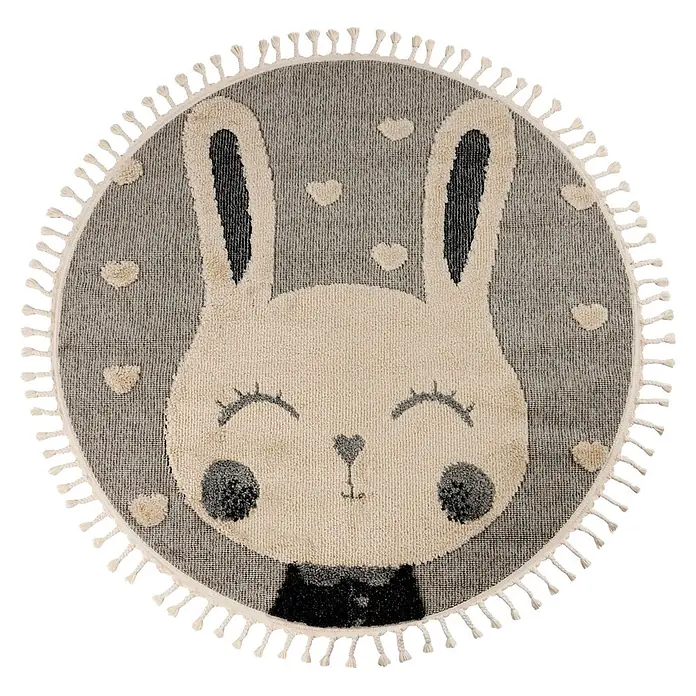 Kayoom Kinderteppich Modena 420 (Grau, Durchmesser: 133 cm, 100 % Polypropylen)