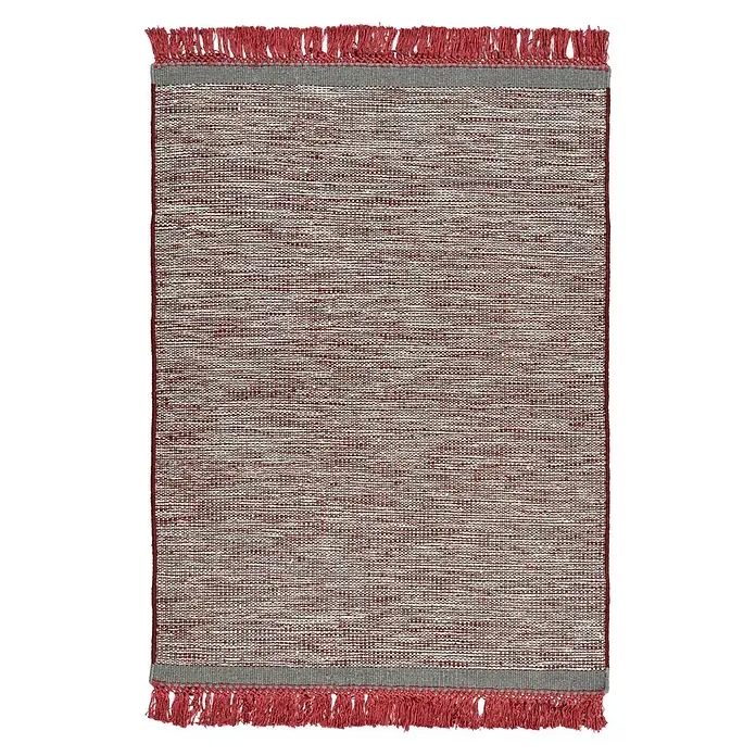 Kayoom Fransenteppich Nomad 8064 (Grau/Rot, 240 x 170 cm, 70 % Wolle, 25 % Baumwolle, 5 % Viskose)