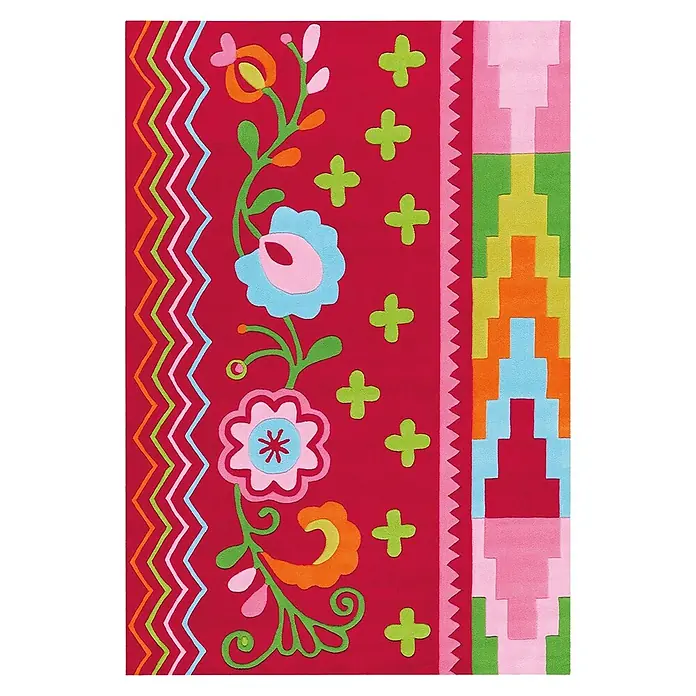 Kayoom Kurzflorteppich Sam 4144 (Multi/Rosa, 240 x 170 cm, 100 % Modacryl)
