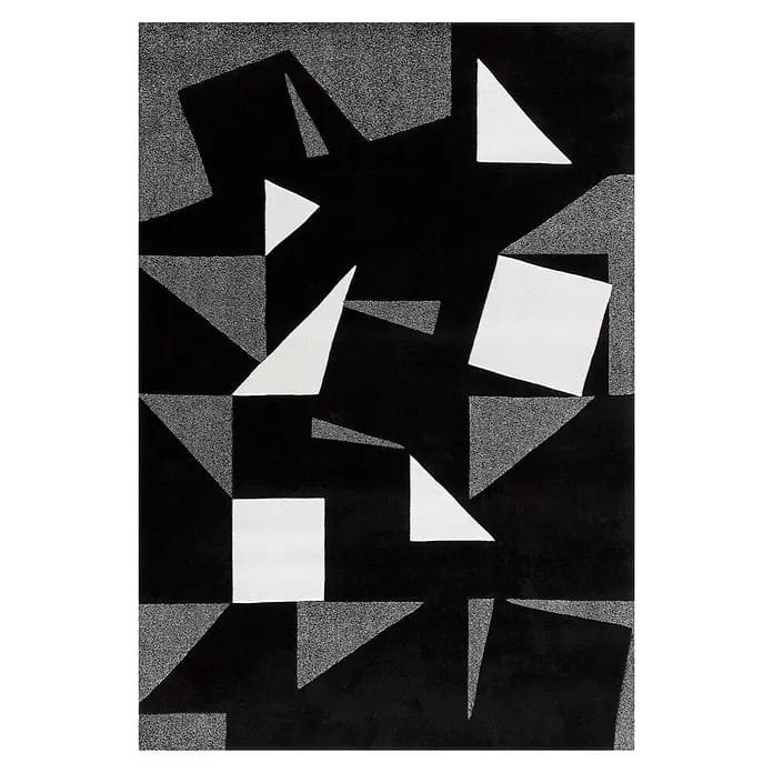Kayoom Kurzflorteppich Spirit Frisee 3108 (Schwarz/Weiß/Grau, 200 x 140 cm, 100 % Modacryl)