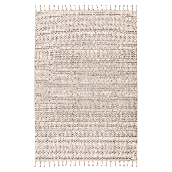 Kayoom Fransenteppich Reef 125 (Beige, 170 x 120 cm, 100 % Polypropylen)