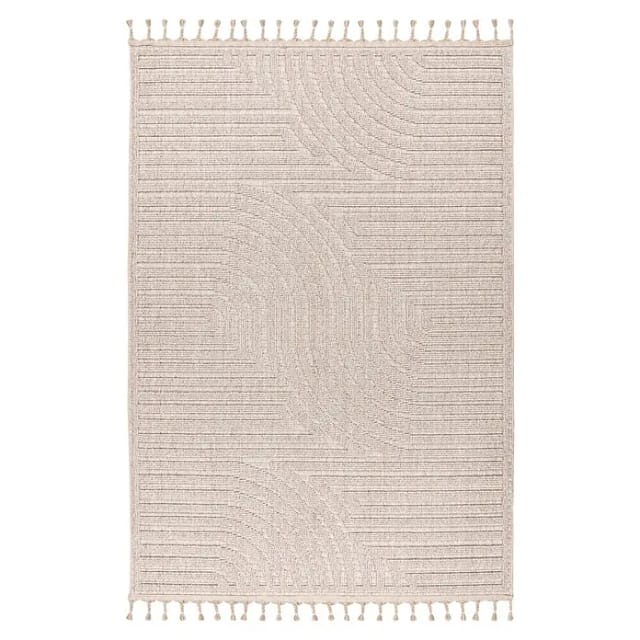 Kayoom Fransenteppich Reef 225 (Beige, 290 x 200 cm, 100 % Polypropylen)