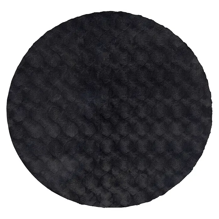 Kayoom Fellteppich Royal Glow 825 (Anthrazit, Durchmesser: 120 cm, 80 % Polyester, 20 % Baumwolle)