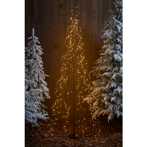 Luca Lighting LED-Baum, 75 x 185 cm (ØxH), 560 warmweiße LEDs, 8 Funktionen, Timer, Dimmer & Fernbedienung - schwarz