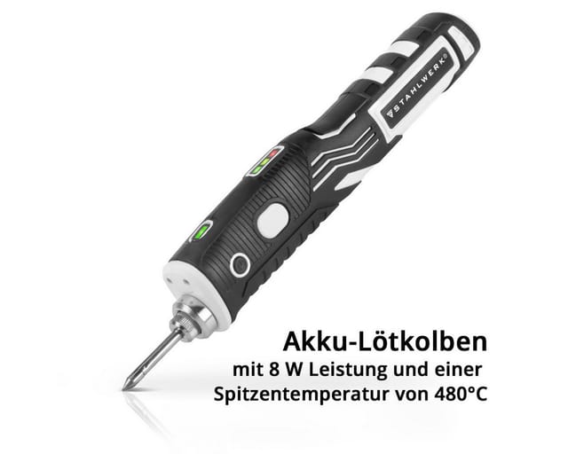 STAHLWERK Akku-Lötkolben BLK-8 ST mit 8 Watt Leistung, 480°C Spitzentemperatur