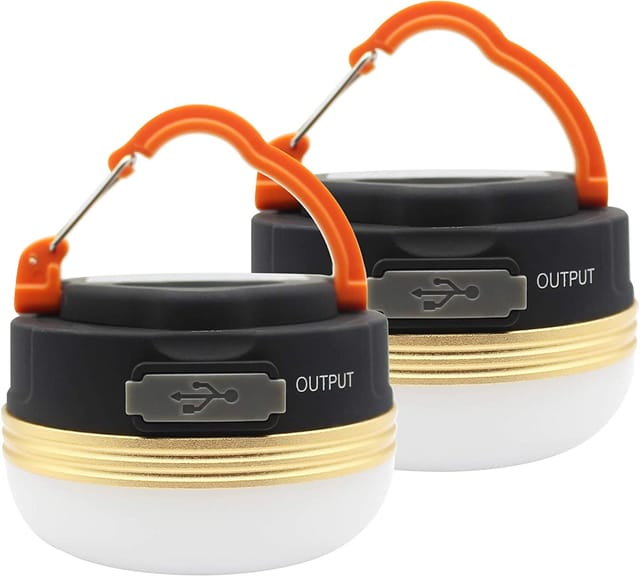 Macaron - 2er-pack Camping-lichtlaterne, Led-usb-wiederaufladbare Lampe, Wasserdicht, 3 Modi, Powerbank, Zeltlichter Für Outdoor-camping, Wandern, Notfall