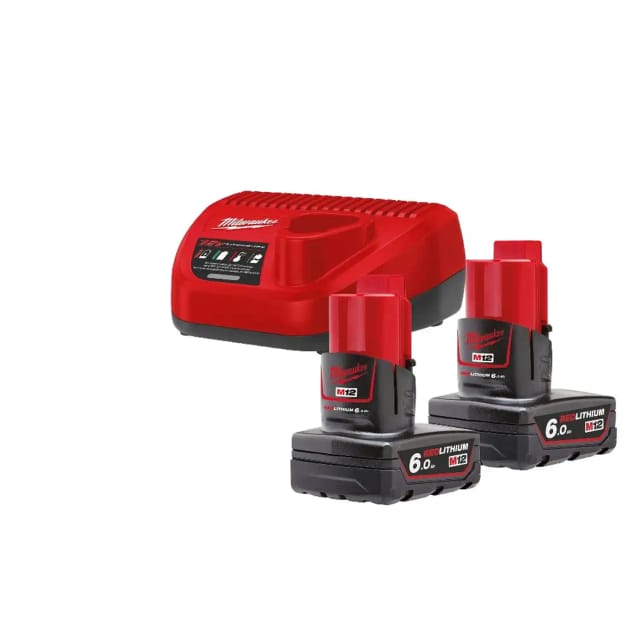 Milwaukee M12 NRG-602 Starter Set 2x 12 V 6,0 Ah ( 4933451903 ) Li-Ion Akku + C12 C Ladegerät