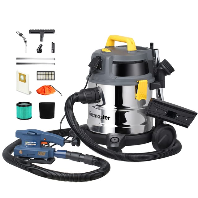 Vacmaster VK1620SWC 1600W 20L Industriel Aspirateur Eau et poussière avec HEPA 13 Filtration Acier Inoxydable Aspirateur Sec et Humide