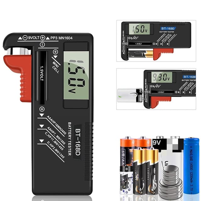 Tinor - Digitaler Batterietester, Universeller Batterietester, Batterietester, Für Aa, Aaa, C, D, Pp3, 9v, 1,5v, Knopfzellenbatterien – Funktioniert Ohne Batterien