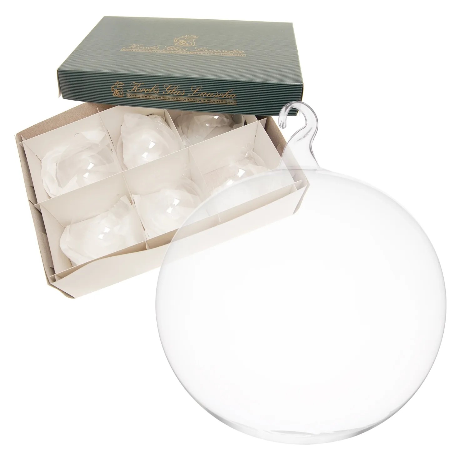 Krebs Glas Lauscha Weihnachtsbaumkugel mit Öse 6er-Set 8cm