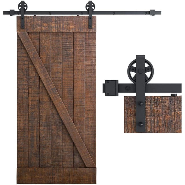 Petites Ecrevisses - 230cm Schiebetürbeschlag Kit Scheunentor Schiebetürsystem Schwarz Scheunentor Laufschienen Maximale Belastung 150kg