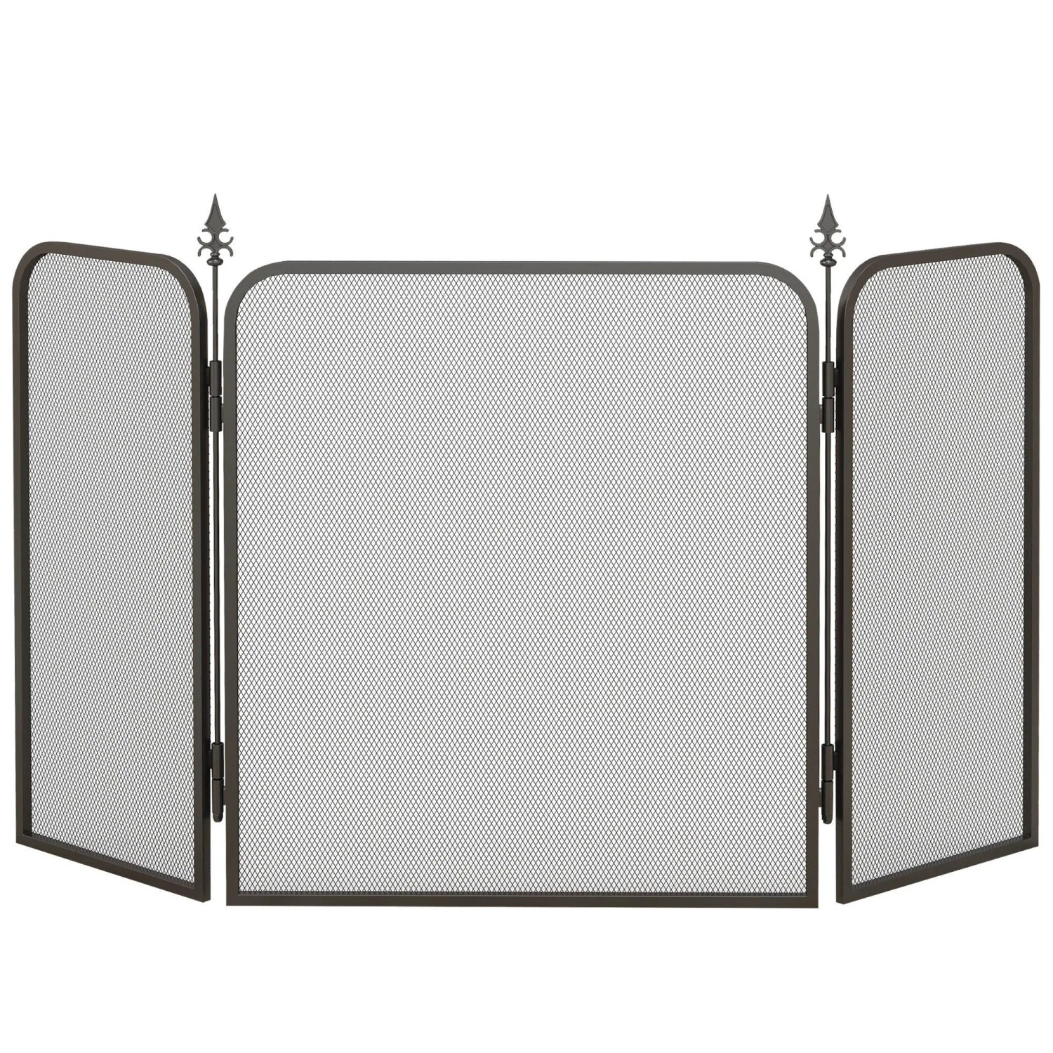 HOMCOM Kaminschutzgitter Metall Schwarz 96L x 1,3B x 56H cm