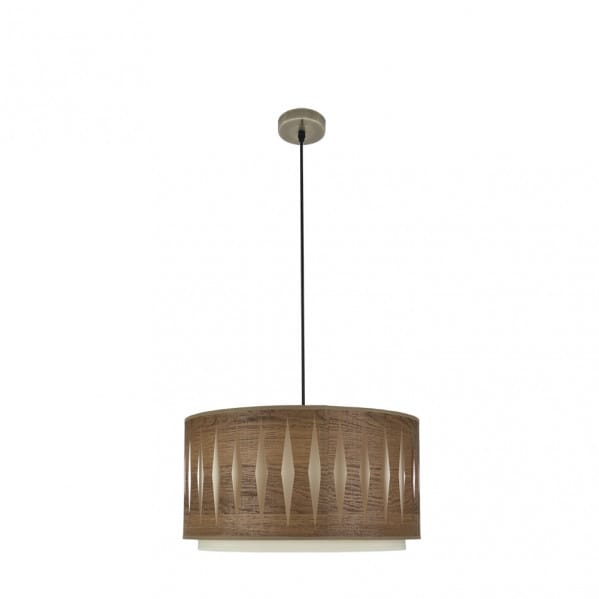 Senko - Hängeleuchte alexandra 1xe27 leder/dunkles holz regx40x40 cm