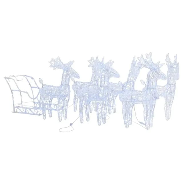 vidaXL Rentiere Schlitten Weihnachtsdekoration 320 LEDs Acryl 3100424
