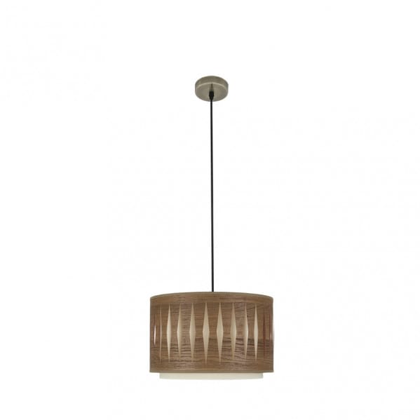 Senko - Pendelleuchte alexandra 1xe27 leder/dunkles holz regx30x30 cm