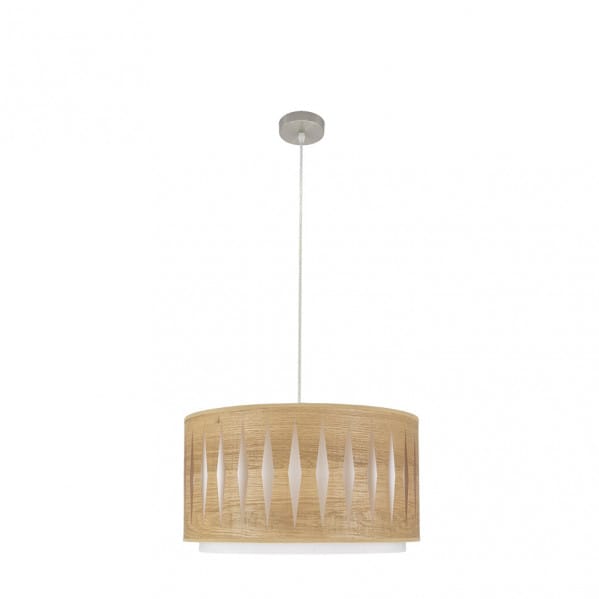 Senko - Pendelleuchte alexandra 1xe27 nickel/helles holz regx40x40 cm