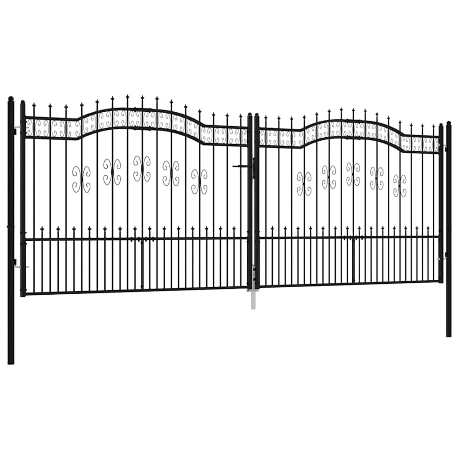 vidaXL Zauntor mit Speerspitze Schwarz 406 x 150 cm Pulverbeschichteter Stahl 151102