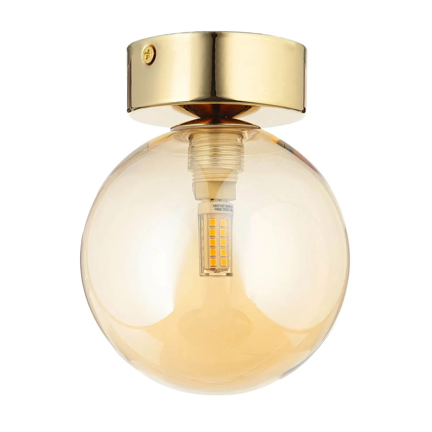Licht-Erlebnisse Deckenlampe Rauchglas Metall G9 Ø 12 cm Rund Kugel Schirm