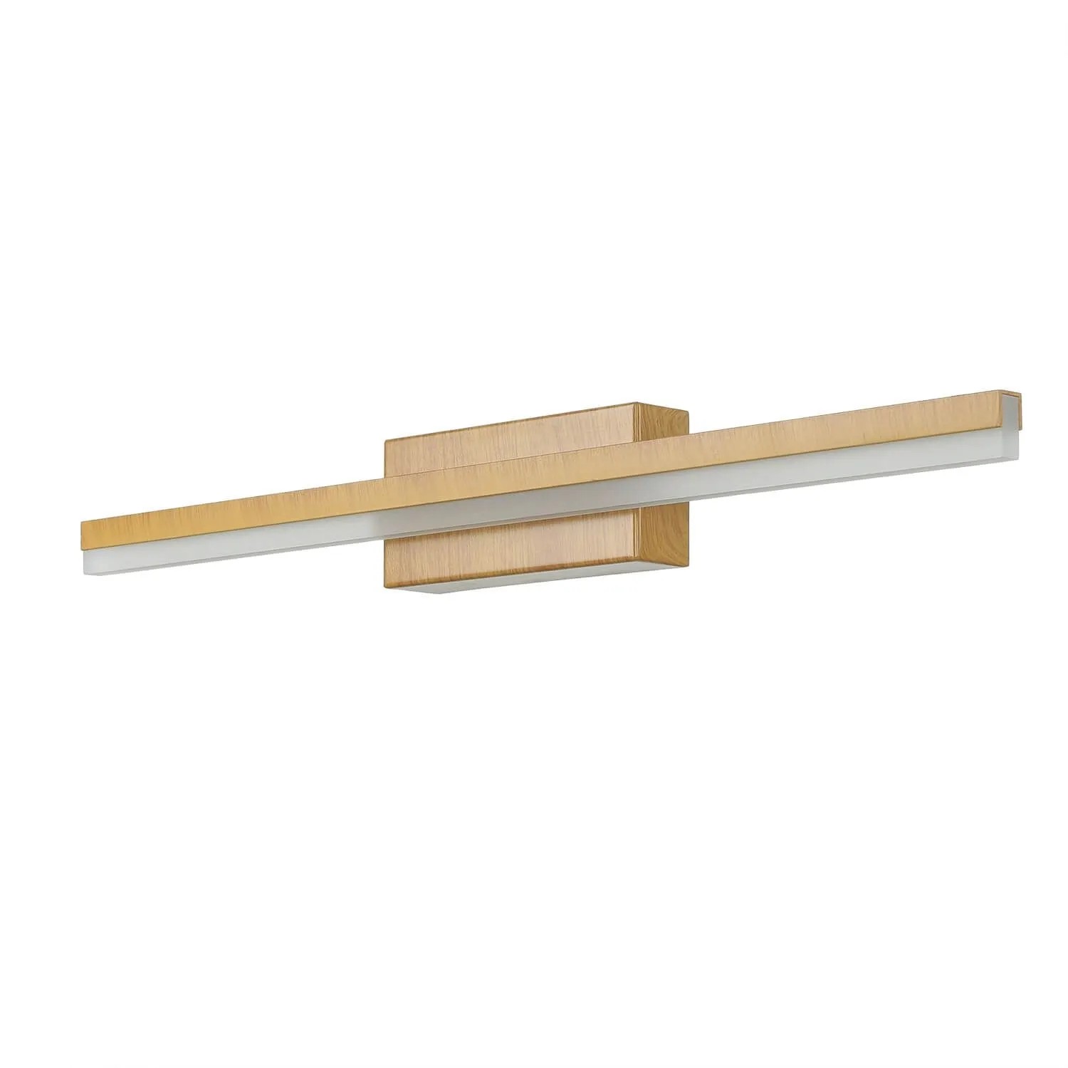 Licht-Erlebnisse LED Badezimmerlampe Edelstahl 50 cm Breit IP44 Holz 4000 K