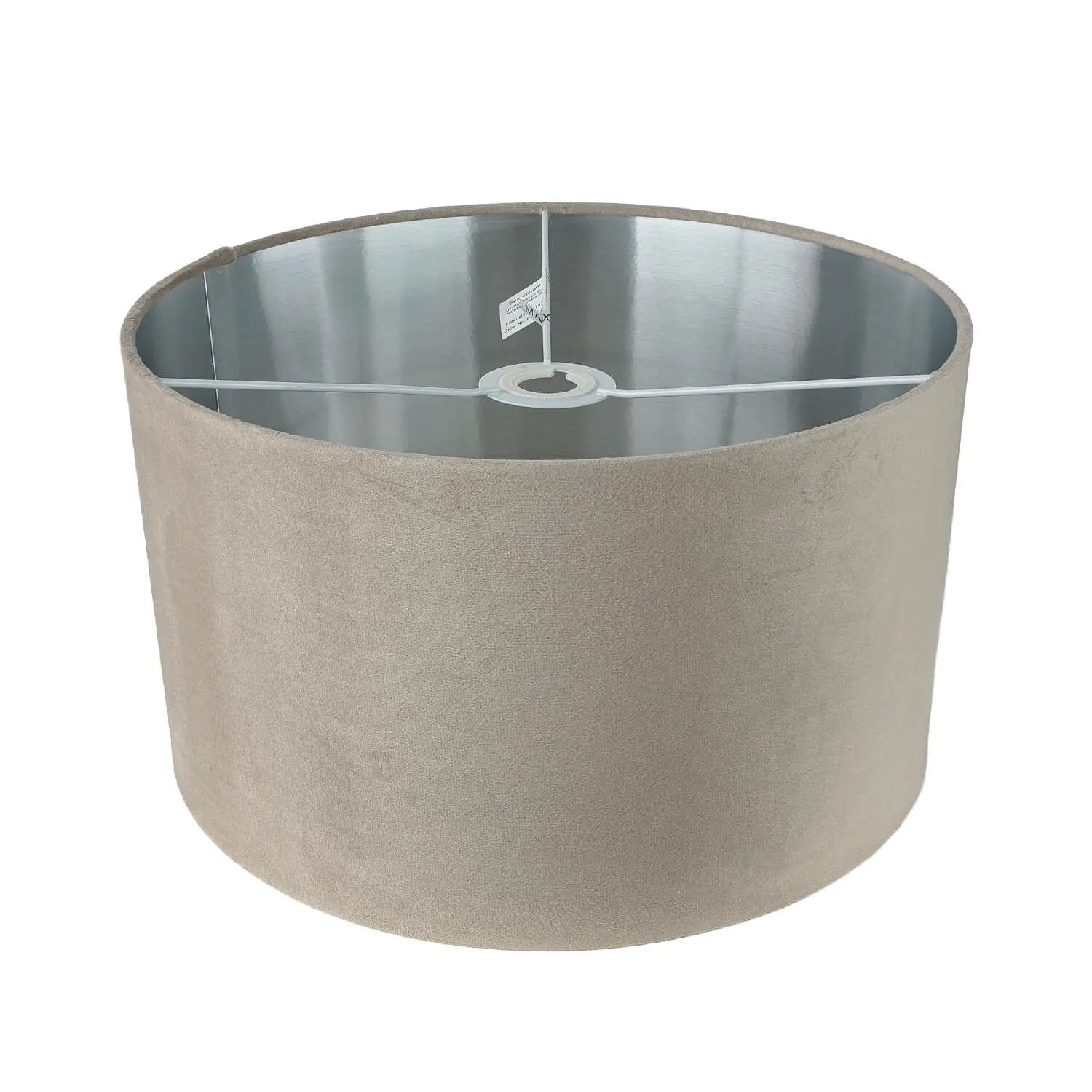 Licht-Erlebnisse Lampenschirm Samt Für Pendelleuchten Ø 38 cm Rund E27 E14 In Taupe Silber