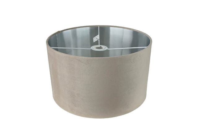 Licht-Erlebnisse Lampenschirm Samt Für Pendelleuchten Ø 38 cm Rund E27 E14 In Taupe Silber