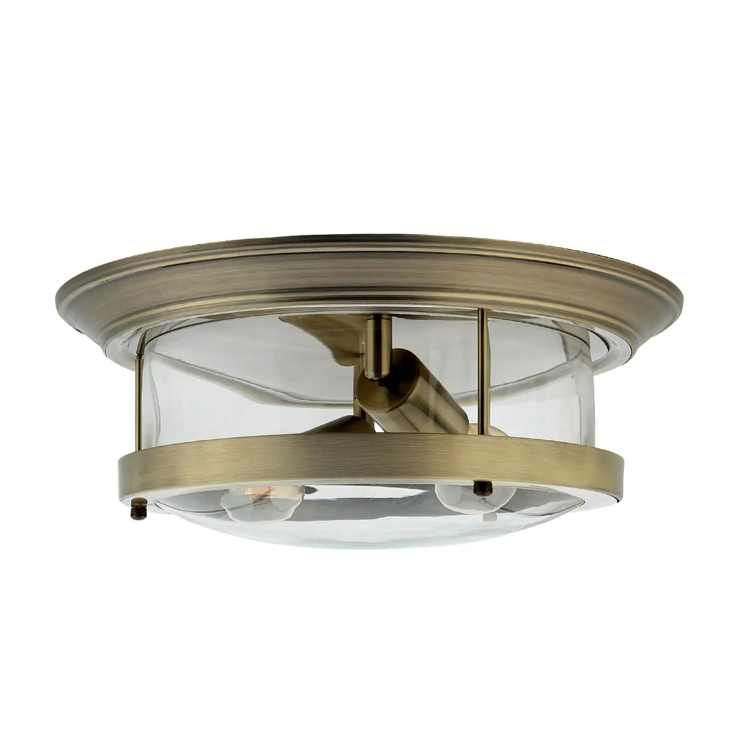 EASYLIGHT Deckenlampe Rund Ø 40 cm Metall Glas IP44 In Messing Antik 2x E27