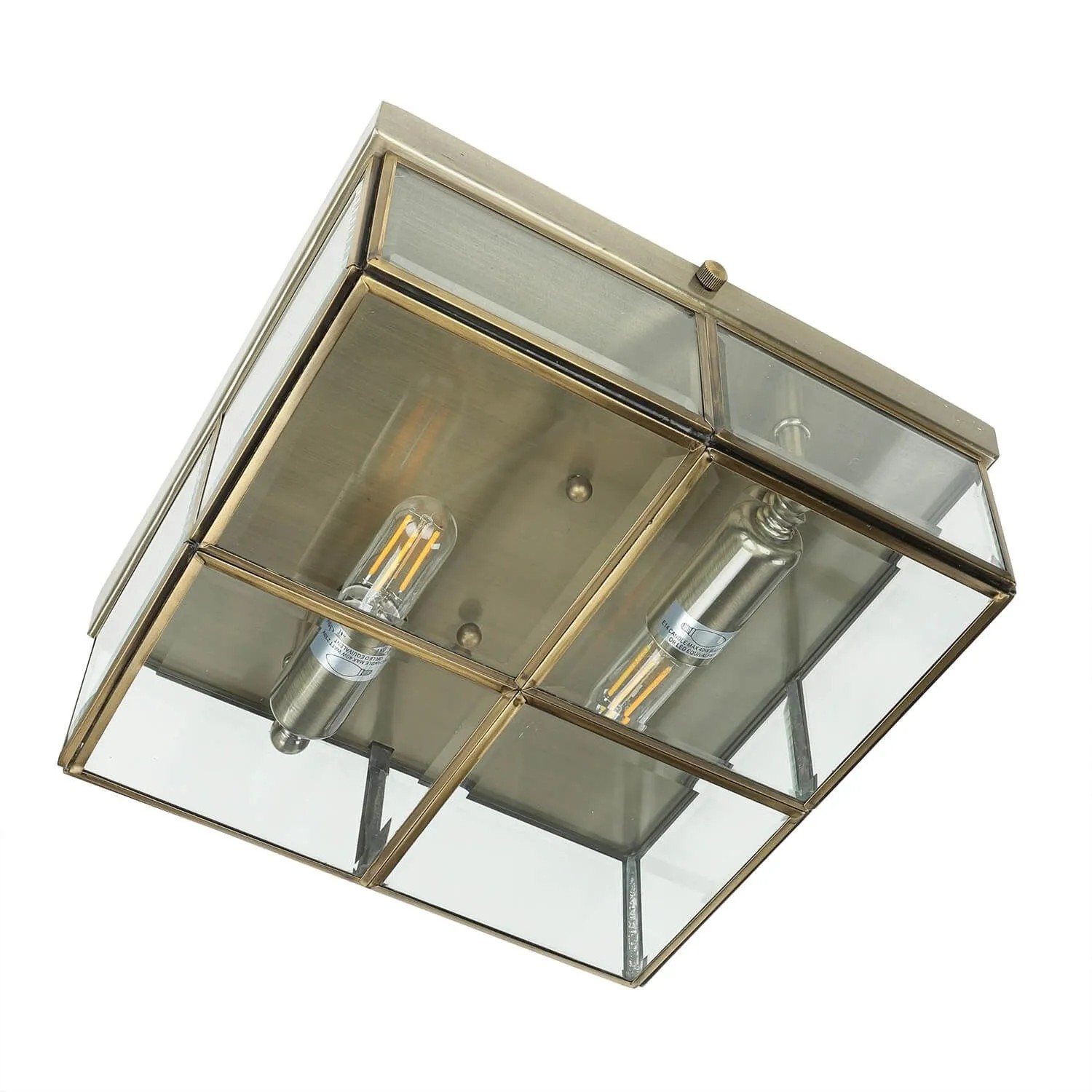 Licht-Erlebnisse Deckenleuchte Eckig 25 cm Breit Metall Glas In Bronze