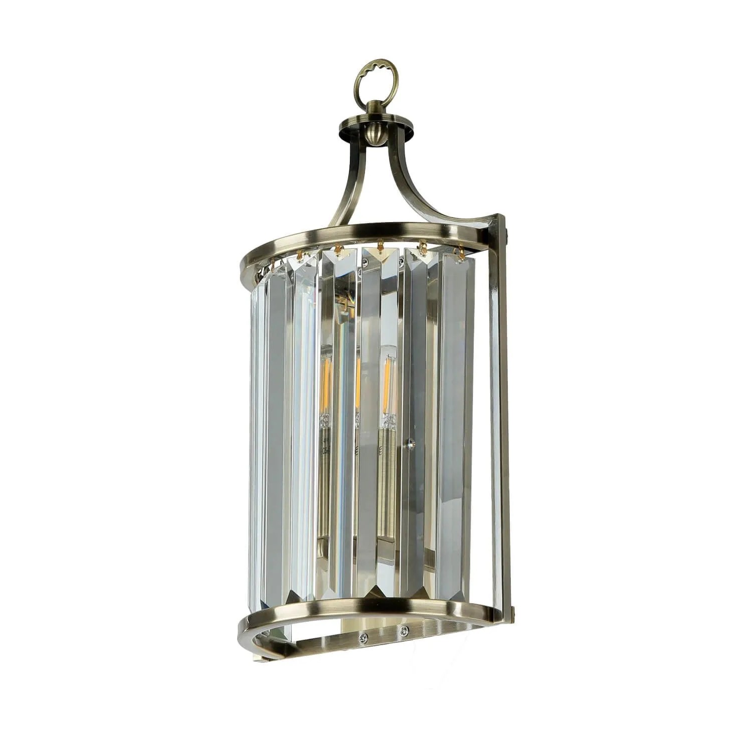 EASYLIGHT Wandlampe Jugendstil 37 cm Hoch Kristall Metall In Messing Antik E14
