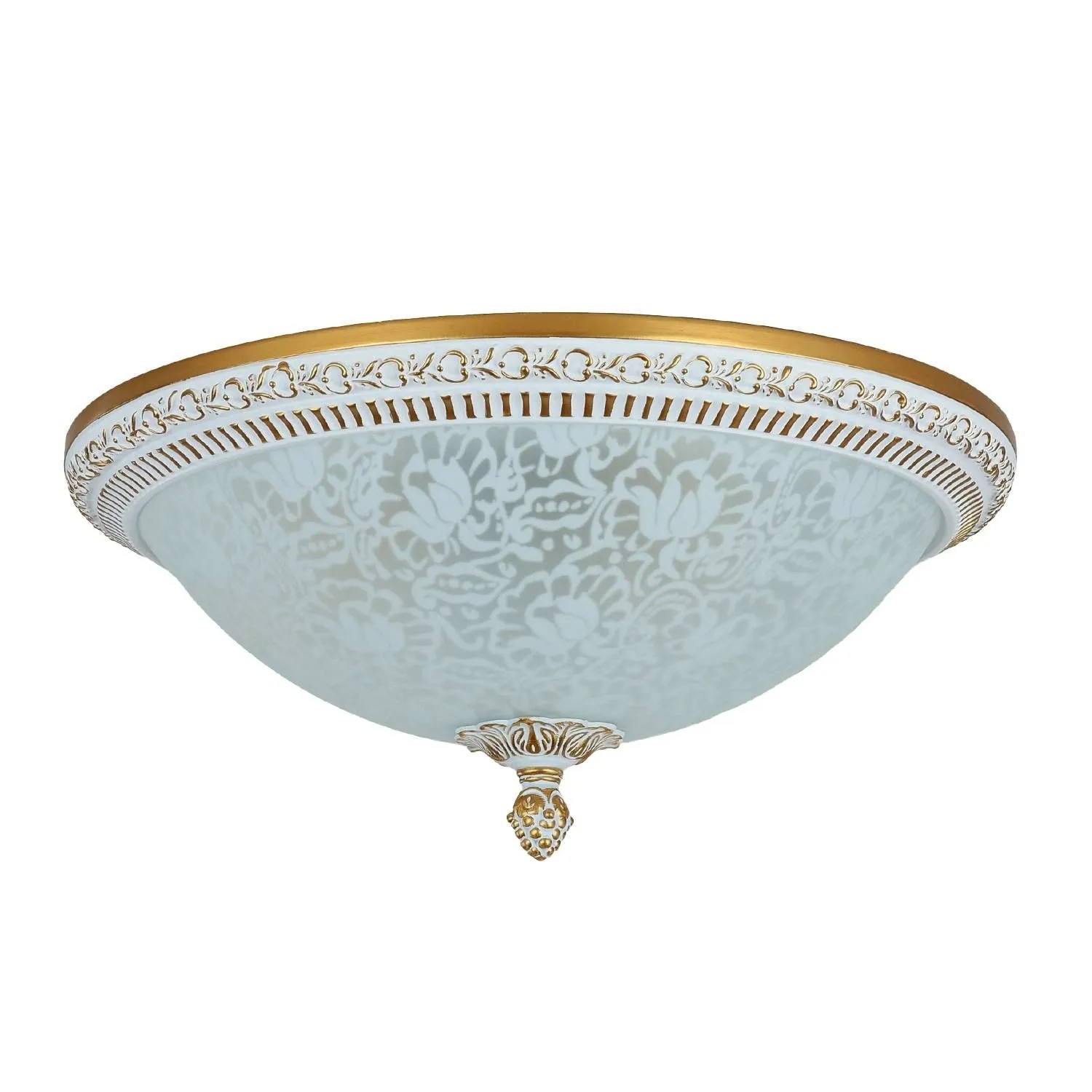 Licht-Erlebnisse Deckenlampe Glas Metall E27 Ø 35 cm Rund In Shabby Weiß Gold
